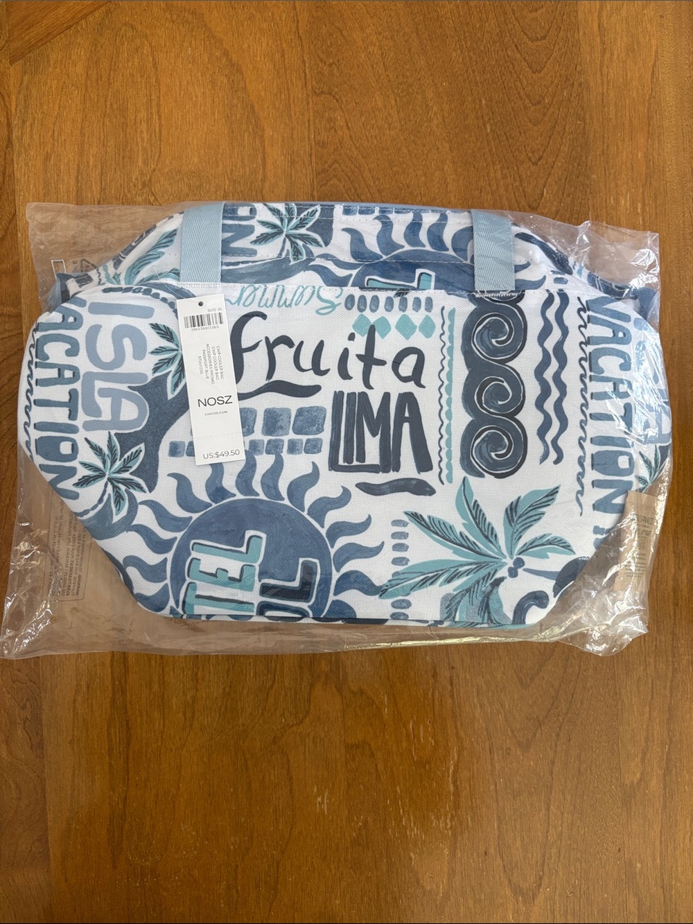 Chico's Passport Blue Graphic Cooler Tote